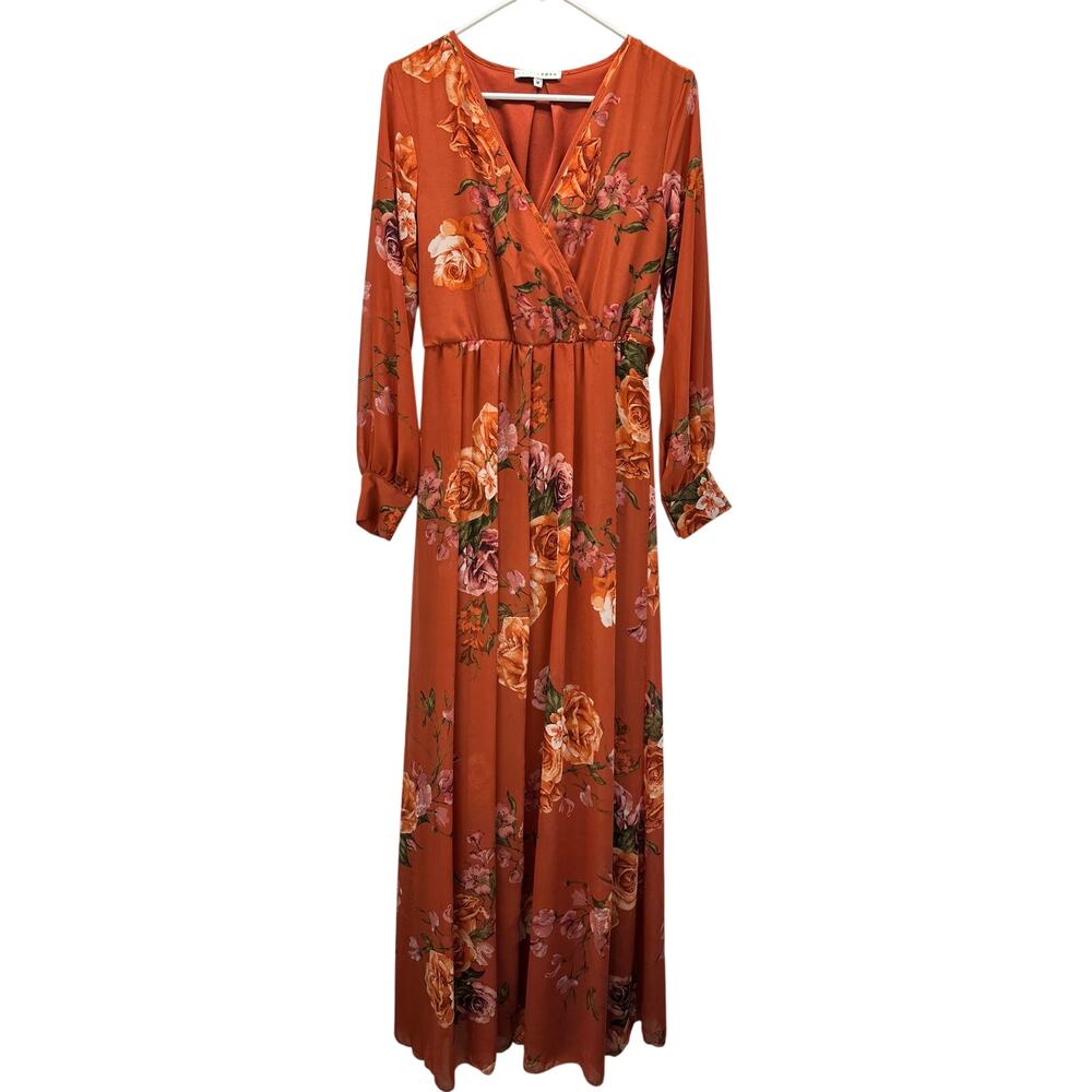 Baltic Born Lydia Rust Floral Maxi Dress Long Sleeves Med - Picture 2 of 8